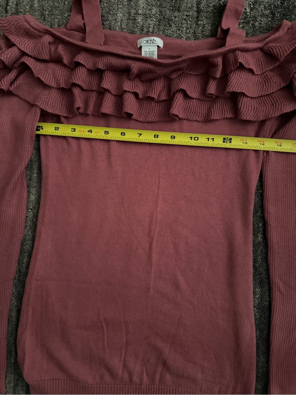 Cache Dusty Rose Ruffle Off-Shoulder Knit Top - Picture 5 of 6